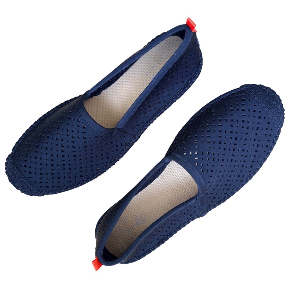 Sea Star Women Navy Blue‎ Perforated Espadrille Flats Beachwear Shoe W10 Resort